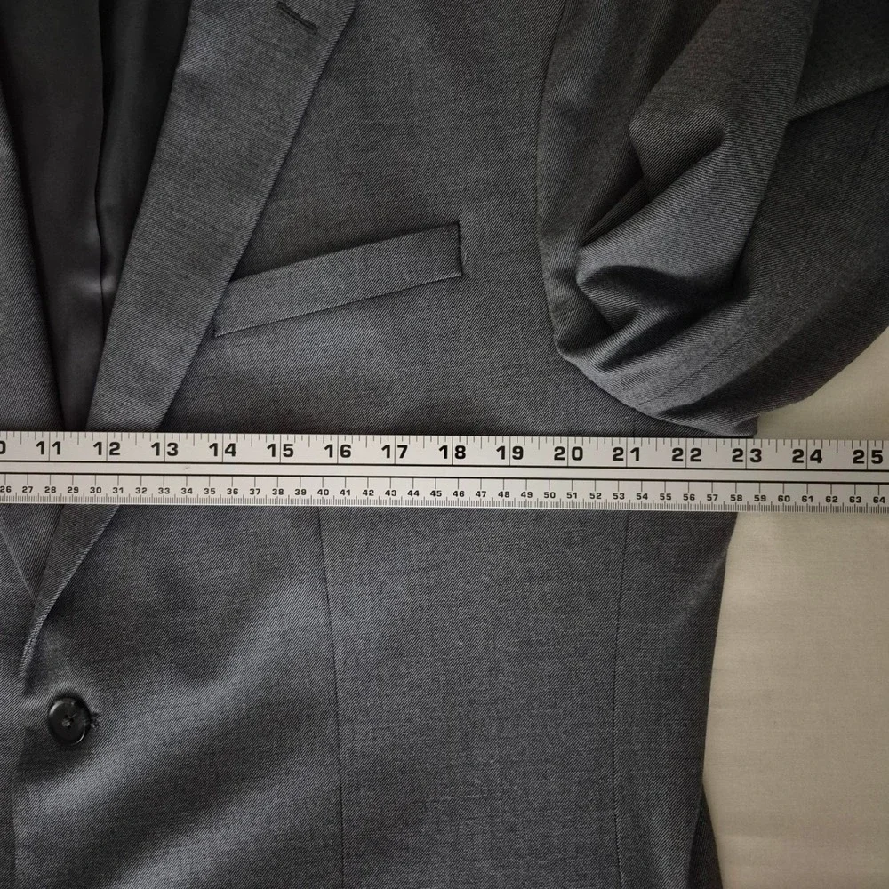 Banana Republic Mens 46R Slim Fit Sharkskin‎ Blazer Grey Sport Coat 532458